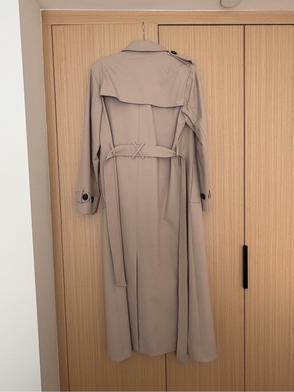 Kookai Long Beige Trench Coat with Belt - Picture 2 of 3